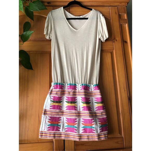 Freeway Beige Top Dress with Colorful Woven Skirt – Size M, - Picture 3 of 10